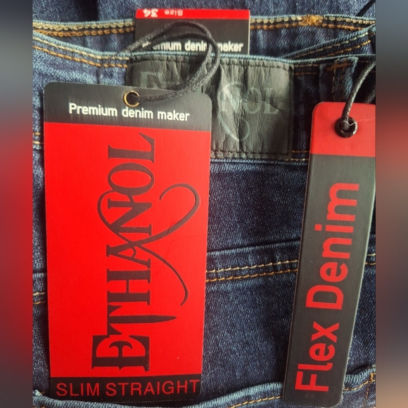 NWT Ethanol Brand Men's Blue Slim Straight Jeans Size 34x32 - Picture 4 of 5